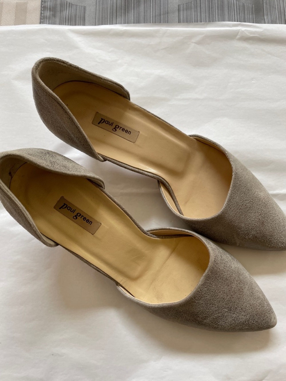 Paul Green Taupe Metallic Leather Pointed-Toe D'Orsay Heels 9